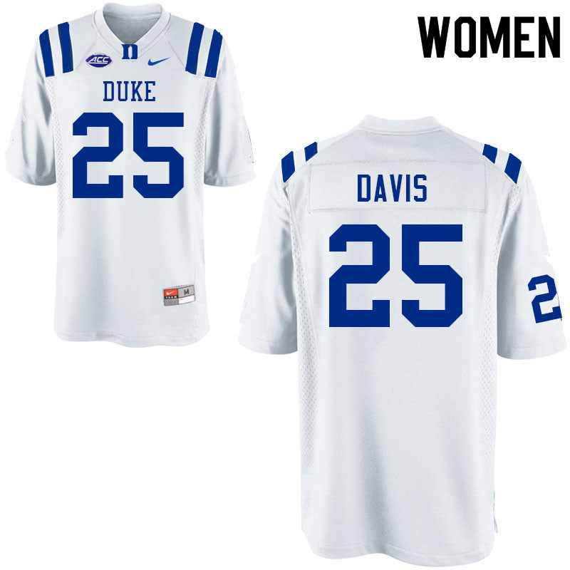 Women #25 Trent Davis Duke Blue Devils College Football Jerseys Sale-White - Click Image to Close